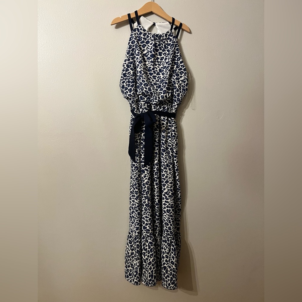Navy and white Print Halter dress